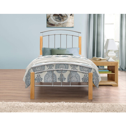 Birlea Birlea Tetras Bed - Metal, Silver and Beech, Single 2