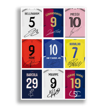 Mounted Gifts Trading Bellingham Messi Neymar Ronaldo Mbappe Lamine Yamal Barcola Kane Lewandowski 2024-2025 Signed poster print framed picture photo