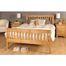 Comfy Living 4ft6 Double Atlantis Style Wooden Pine Bed Frame in Caramel