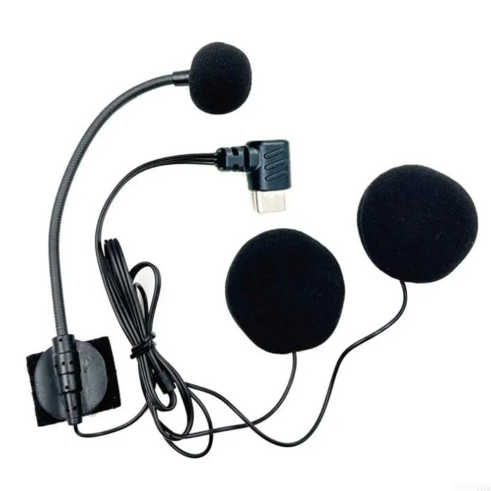 Motorcycle Helmet Headphones Intercom With Typec Microphone Dual Speakers Clear Voice 9382693132321