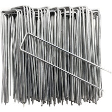 SKYTE? Pack of 50 Garden U Pins Pegs, Landscape Staples, U Shaped Nail Pins | Galvanised Steel | Ideal for Weed Control Membrane, Netting Fence,