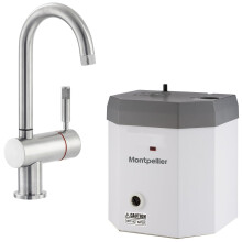 Montpellier OneStream-Brushed Steel Instant Boiling Hot Water Kettle Tap, Tank & Filter