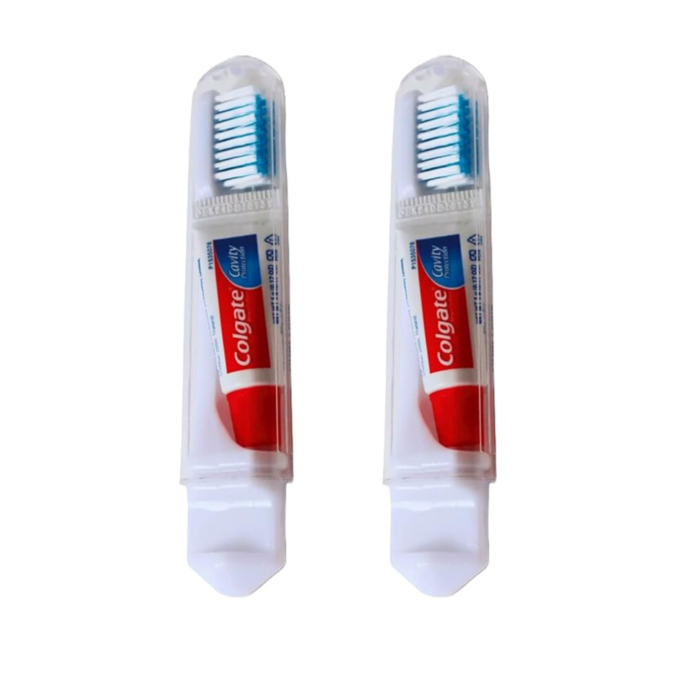 Wilosc Colgate Travel Toothbrush Set With Mini Travel Toothpaste X 2 By Mini Travel Toiletries. | Festival Essentials | Flight Essentials | Maternity