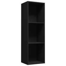 vidaXL Black Engineered Wood Book Cabinet/TV Stand - Modern Freestanding Shelf for Living Room/Office/Bedroom Storage, 3 Compartments
