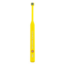 Curaprox Toothbrush CS 708 implant - 7 Tufts with fine CUREN bristles - Care of Braces, dentures and implants - Yellow-Blue