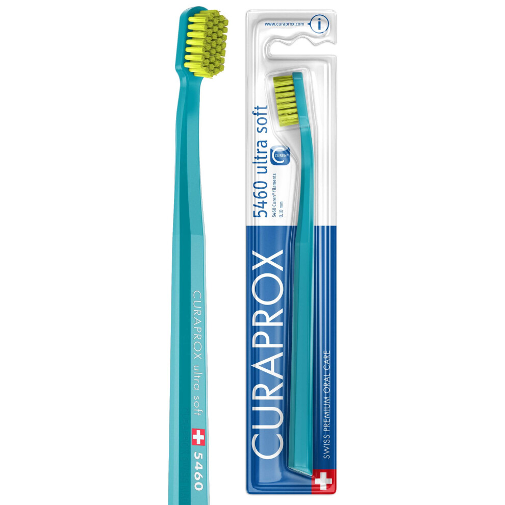 Curaprox Turquoise/Green Cs 5460 Ultra Soft Manual Toothbrush For Adults With 5460 Ultra Soft Curen Bristles
