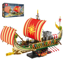 Reobrix Ancient Greek Warship Building Set, Military Classic Battleship Model Kit for Adult, 66102 Viking Pirate Ship Collection Display Large