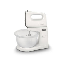 Philips HR3745/00 Mixer Daily with 5 speeds and Turbo, Stainless Steel Hooks, Container Included, 450 W, White