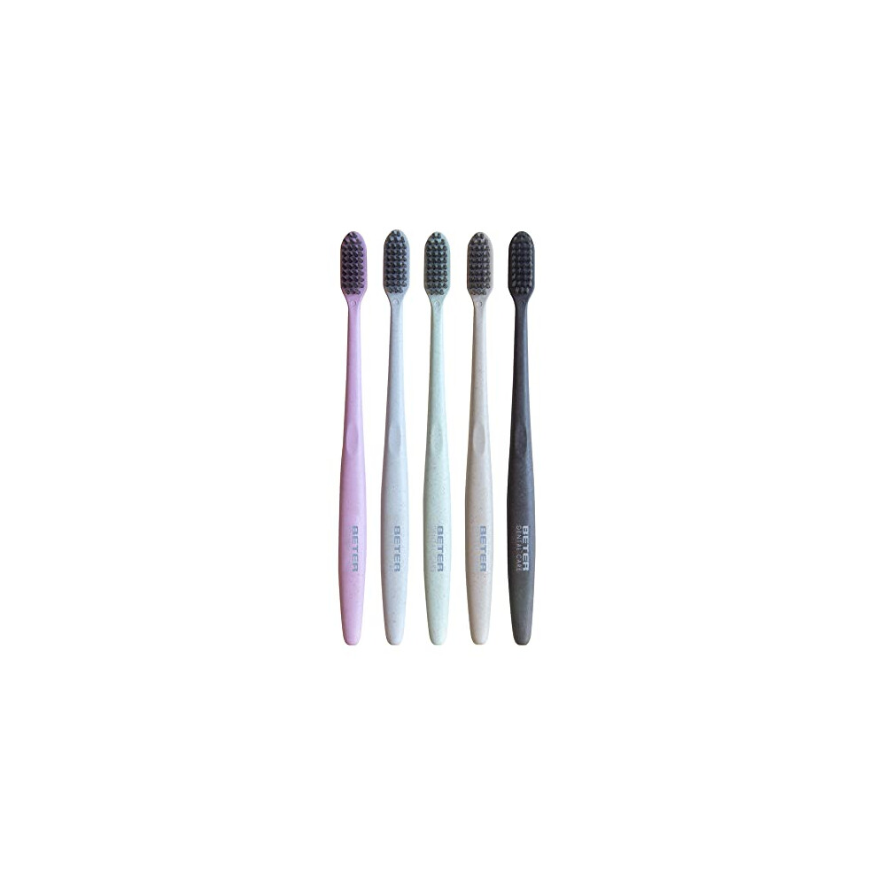 Beter Wheat Fiber Soft Adult Toothbrushes (Kit Of 5) | Adult Soft Charcoal Toothbrushes Dential Care | Sustainable And Recyclable