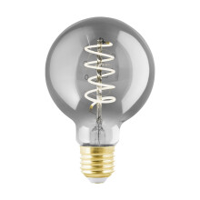EGLO Dimmable E27 LED globe, vintage spiral filament light bulb, Edison lamp for retro lighting, 4 watt, 100 lumen, warm white glow, black