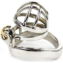 Stainless Steel Chastity Cock Cage With Stealth Lock Belt, 3 Sizes Cock Rings, Penis Cage For Men, No Spikes Ring 45mm