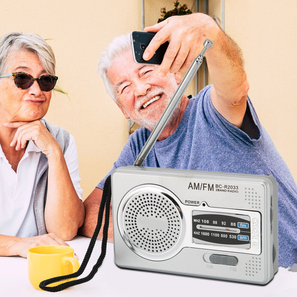 Am Fm Transistor Radio With Dsp Chip And Headphone Jack Silver/Gray 4651375183377