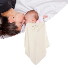 Korallen Fleece Baby-Badetuch 80x80cm Bären-Kapuze Ultrabsorberend und weich