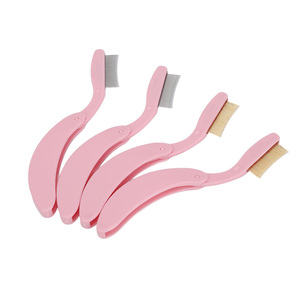 Precision Stainless Steel 4pcs Foldable Eyebrow & Eyelash Grooming Comb Set