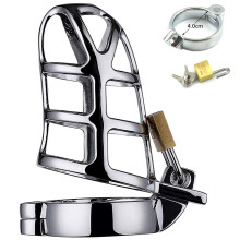 Chastity Belt for Men Metal Penis Cage, 45mm, External Padlock, Invisible Design, BDSM Sex Toy Set