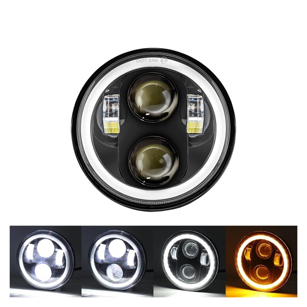 Motorbike Headlights 5.75Inch Led Motorcycle Headlights With Projector Lens, Round 40W Headlamp Black 9382693266422