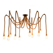 Hemp Rope Ceiling Light 10xE27 Industrial Vintage Ceiling Lamp Retro Pendant Light for Living Room Dining Room Bar Balcony
