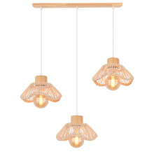 Retro Pendant Lights 3 Lights Modern Ceiling Lights Wicker Pendant Light Indoor Pendant Lamp Woven Rattan Ceiling Lamp