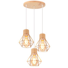 3 Lights Retro Pendant Light Gold Vintage Pendant Light Pendant Lights Modern Indoor Pendant Light Metal Wood Pendant Lights