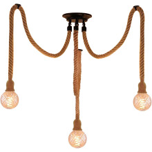 Hemp Rope Ceiling Light 3xE27 Industrial Vintage Ceiling Lamp Retro Pendant Light for Living Room Dining Room Bar Balcony