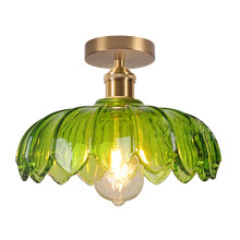 Glas Deckenleuchte Kristall Deckenleuchte Retro Deckenleuchte Moderner Kronleuchter E27 Für Flur Küche Esszimmer Grün