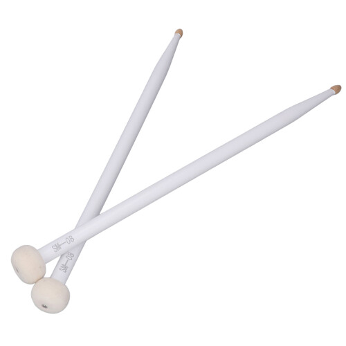 2Pcs White Drum Mallet Set with Felt Head and Maple Handle for Easy Play
