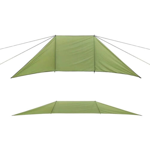 Compact Wind Blocker Type C Green With Support Rods For Camping Kitchen Setup 1