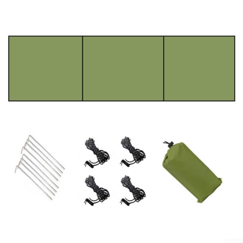 Compact Wind Blocker Type C Green With Support Rods For Camping Kitchen Setup