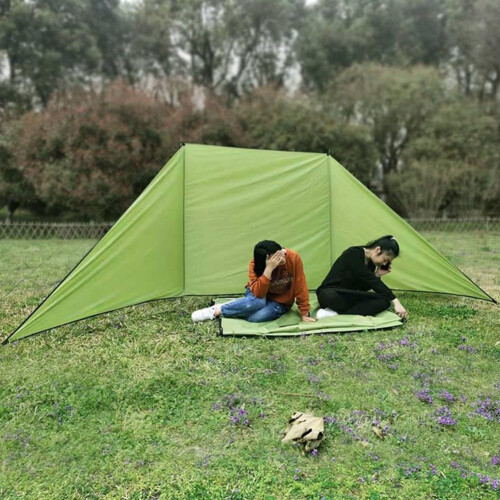 Compact Wind Blocker Type C Green With Support Rods For Camping Kitchen Setup 2