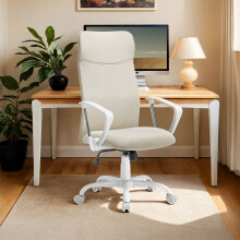 Office Chair, Ergonomic Desk Chair, Swivel Chair, Upholstered Seat, Adjustable Height, Tilt Function, 120 kg Load Capacity