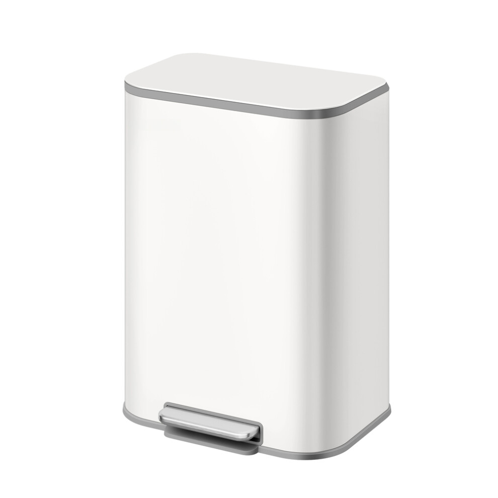 Songmics Kitchen Bin, 50 L Pedal Bin, Steel Trash Bin, Soft-Close Lid, Stays Open, Inner Bucket, Wide Non-Slip Pedal