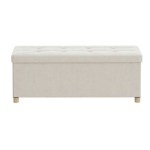(Beige) Storage Ottoman，Folding Storage Bench with Lid, Footstool, Footrest, 112 L, Velvet Surface