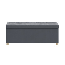 (Grey) Storage Ottoman，Folding Storage Bench with Lid, Footstool, Footrest, 112 L, Velvet Surface