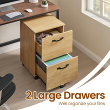 File Cabinet for Home Office, Filing Cabinet with 2 Drawers, Rolling Printer Stand with Hanging Rail for A4, Letter-Size Files