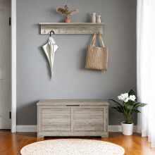 Storage Chest, Storage Bench, Blanket Box with 2 Safety Hinges, Shoe Storage Bench, Farmhouse Style