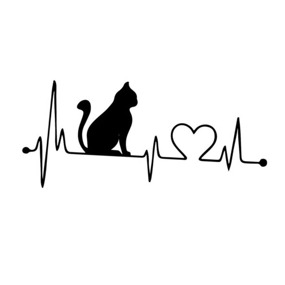 4Pcs Cute Ekg Cat Heart Car Sticker Decals Waterproof Sunproof For Bumper And Window 9199774997553