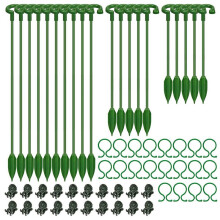 Juego de Soportes para Plantas de 60 Piezas - Paquete de 20 Palos de Estacas para Plantas de Flores (3 TamañOs), 20 Clips de Soporte de Plantas y 20