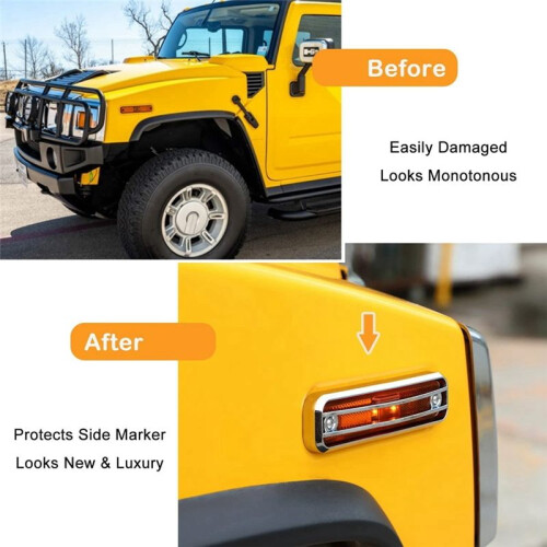 Side  Guard Trim Side Light Protector Cover for  H2 2003-2009 Accessories - 4 Pack 2