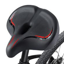 Padded Bicycle Seat Oversized Saddle Cushion for Road, Mountain, City, Folding Bikes - Extra Wide Shock Absorption Red
