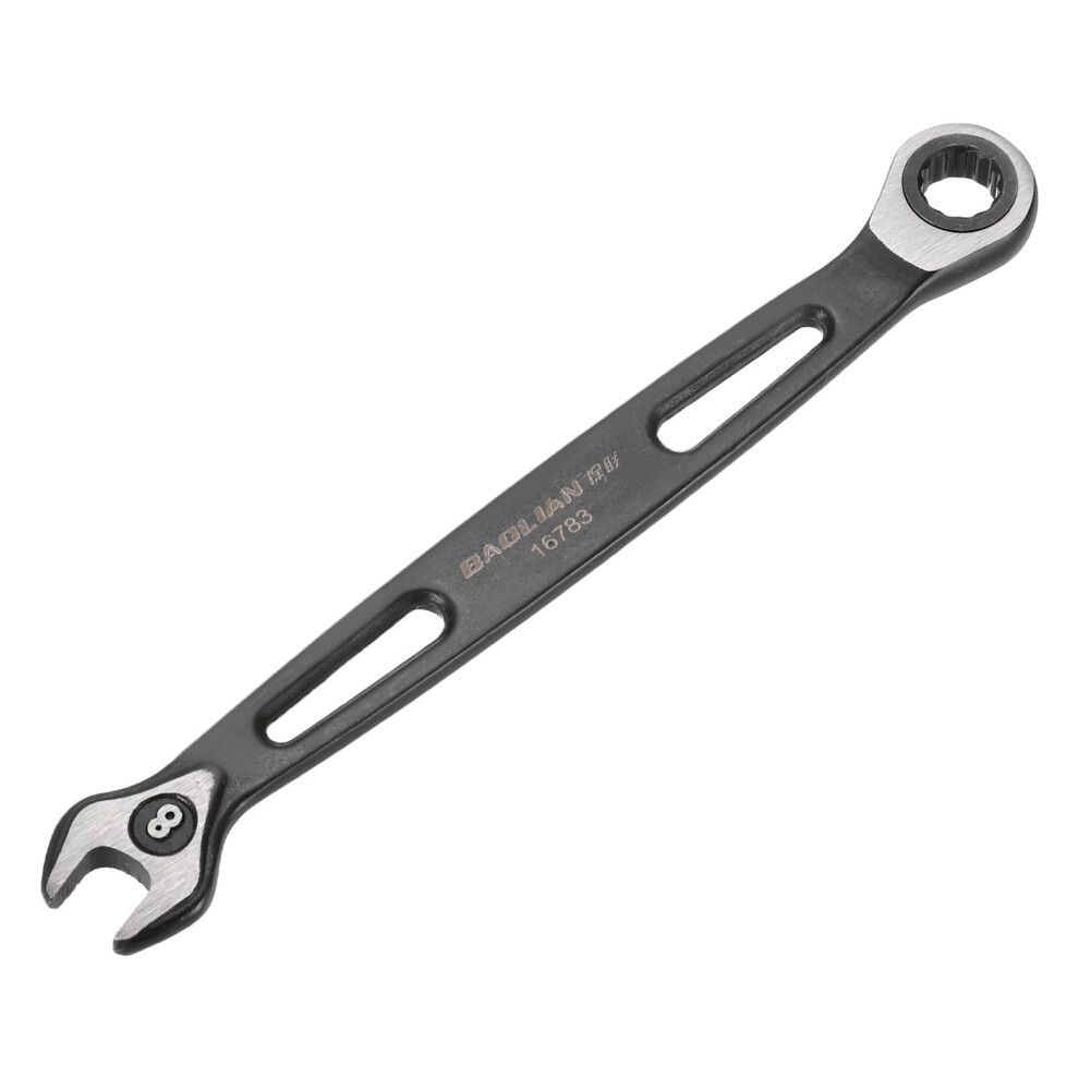 Ratcheting Combination Wrench 8Mm Metric, 12Point Crv Doublebox Openend, 72Tooth, 5 Degree Swing 9382693267276
