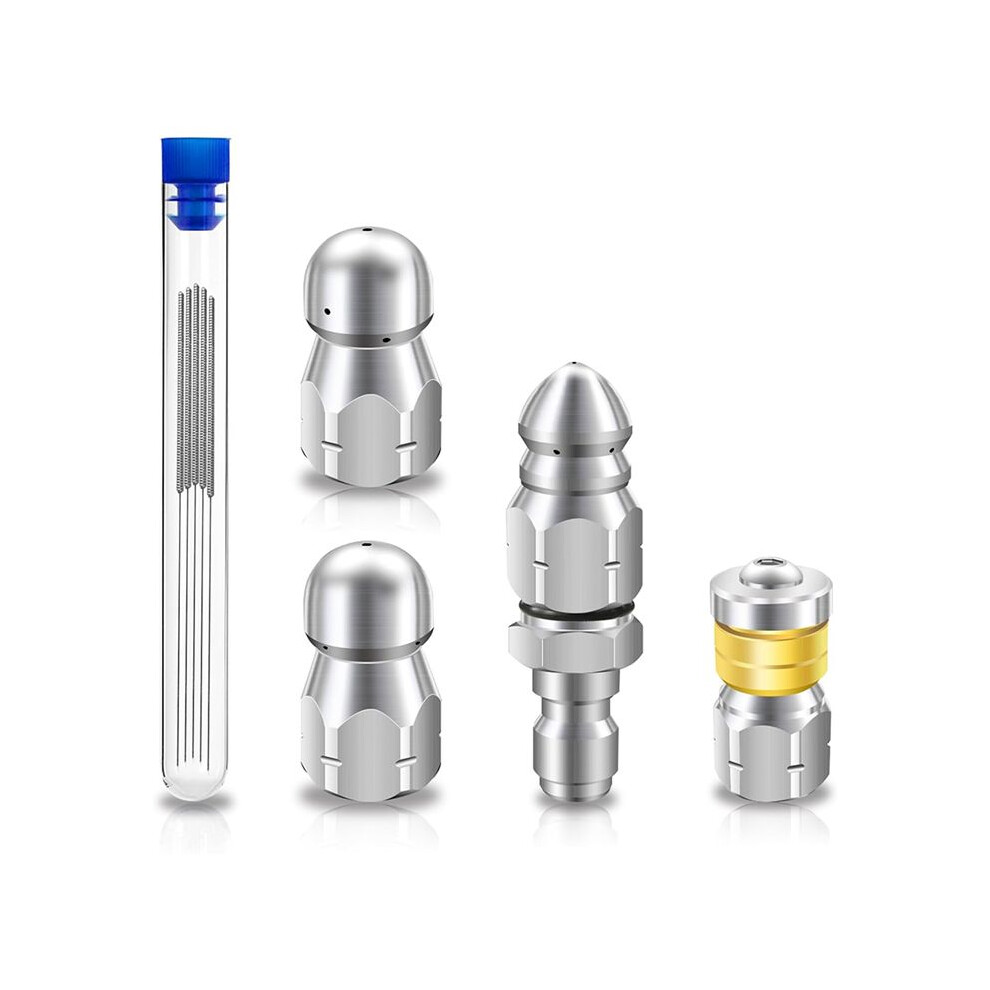 Sewer Jet Nozzle Kit, Stainless Steel Sewer Jetter 1/4 Inch Npt For Pressure Washer, 1/4 Quick Connect, 5000Psi 6031704109601