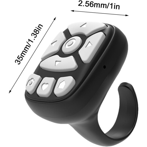 Wireless Page Turner Scroll Ring Finger Remote for Phone Video Shutter Clicker Black Camping Compatible with iPhone Android 2