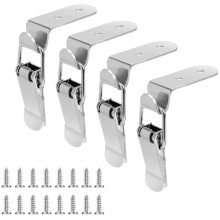 4Pcs 90 Degree Hook Lock Bolt 304 Stainless Steel Spring Loaded Draw Toggle Clamp for Door Drawer Toolbox