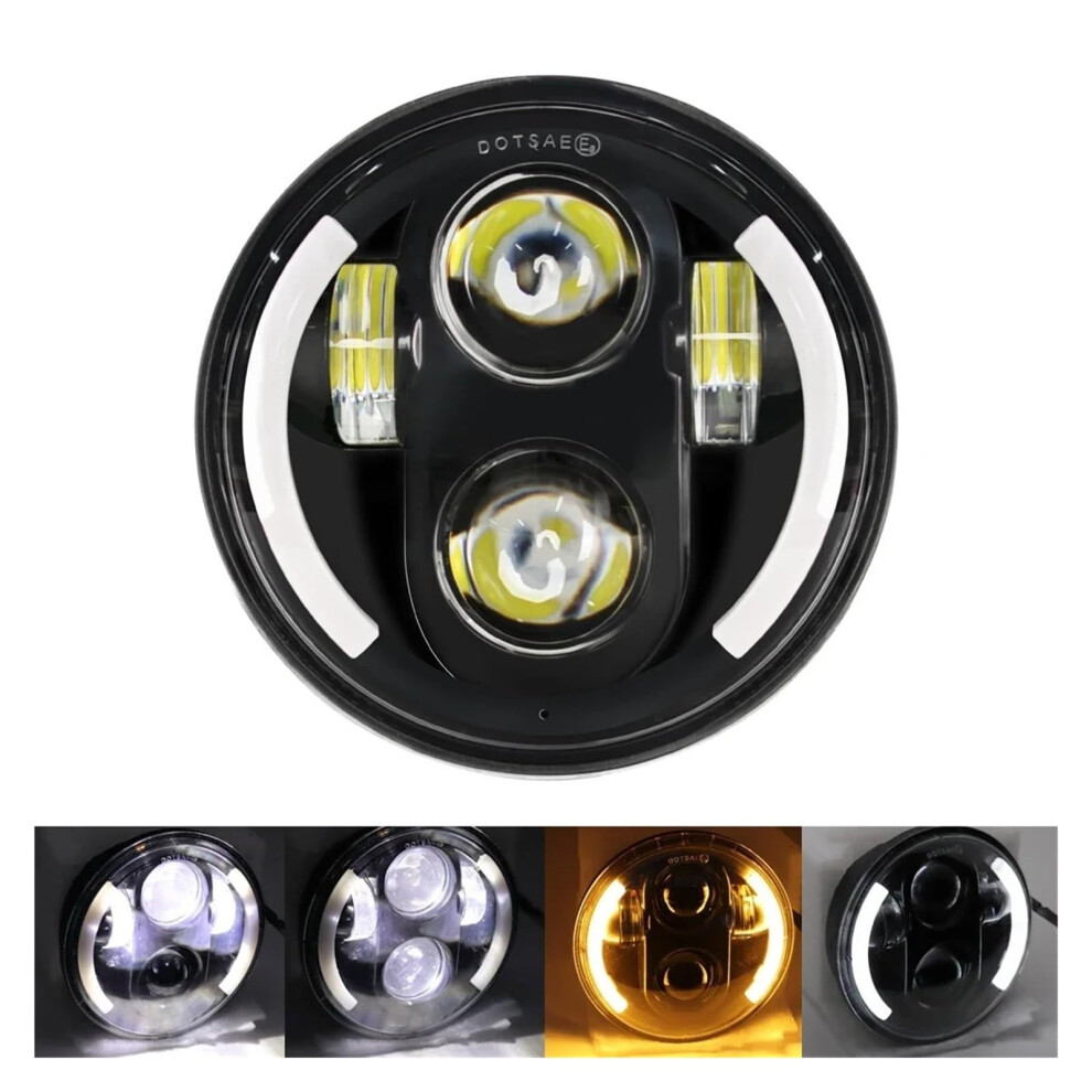 5.75 Inch Motorcycle Led Headlight With Drl Half Halo For Harley Sportster 883 Xl883 Fxcw Black 9382693268020