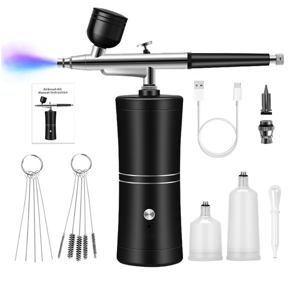 Airbrush Kit with Compressor Rechargeable Cordless 48 PSI Pressure 0.3mm Nozzle Nail Art