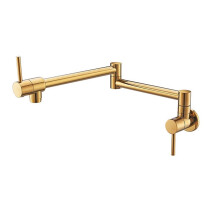 Waterfall Kitchen Brass Pot Filler Tap - Wall Mounted Foldable Faucet, Single Cold Rose Gold Sink Tap, 1 Hole Design