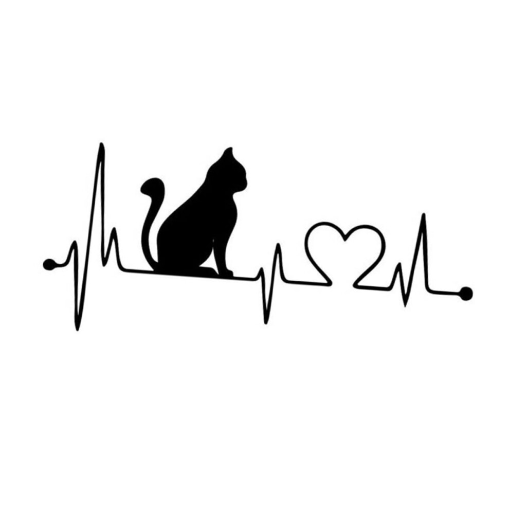 4Pcs Cat Car Window Sticker Set Waterproof Sunproof Heart Design For Auto And Truck Black 9347817517347