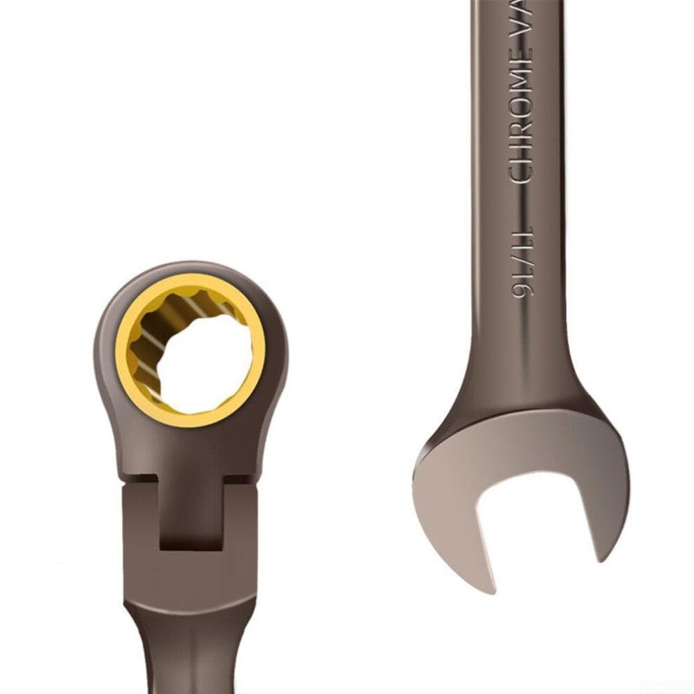 2Piece Head For Stubby Ratcheting Combination Wrench Set 811Mm Metric 72Tooth Chrome Vanadium Nickel Plating 9199774000888