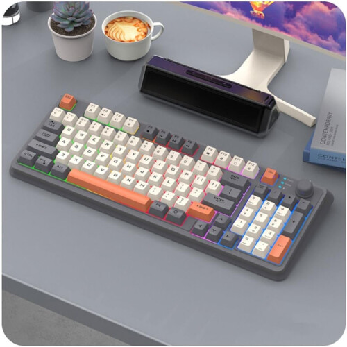 Wireless Bluetooth Mechanical Gaming Keyboard White RGB Backlight Dual Wireless Modes Ergonomic 2