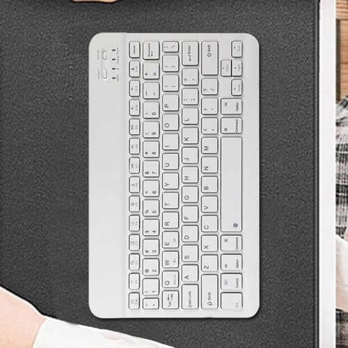 Wireless Bluetooth Keyboard Ergonomic Compact Design Rechargeable Long Battery Quiet Slim Keys White 2